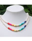 Fashion Color Pearl Beaded Stitching Clay Necklace