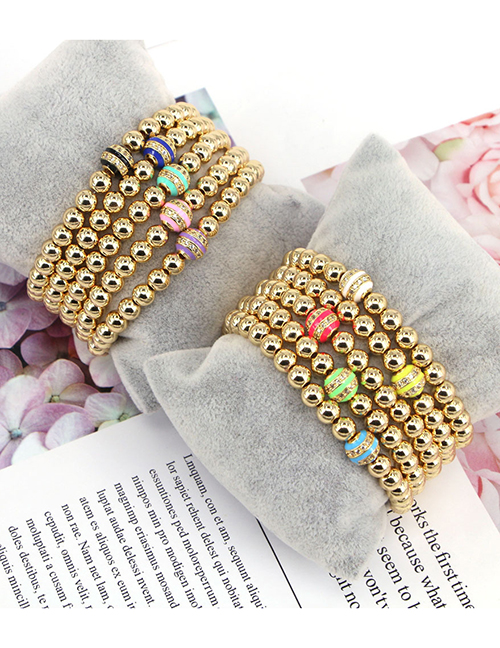 Fashion Mei Hong Copper Drop Oil Diamond Round Beads Beaded Bracelet