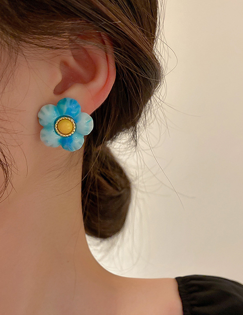 Fashion Colored Flowers Acrylic Flower Crystal Tassel Earrings