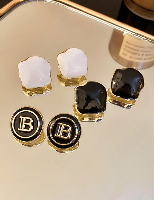 Fashion Black Alloy Oil Drop Geometric Square Earrings