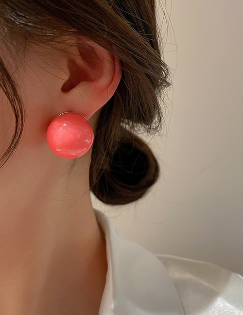 Fashion White Acrylic Geometric Ball Stud Earrings