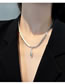 Fashion Main Color Alloy Pearl Beaded Splicing Chain Asymmetrical Necklace
