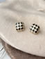 Fashion Main Color Alloy Check Square Stud Earrings