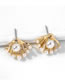 Fashion Gold Color Alloy Pearl Clutch Earrings
