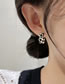 Fashion Black And White Alloy Check Bear Stud Earrings