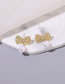 Fashion Gold Color Alloy Diamond Bow Pearl Stud Earrings
