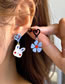 Fashion Main Picture Alloy Rabbit Flower Asymmetrical Stud Earrings