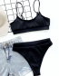 Fashion Black Nylon Geometric Split Swimsuit