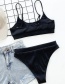 Fashion Black Nylon Geometric Split Swimsuit