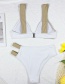 Fashion White Nylon Block Color Split Swimsuit