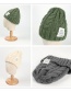 Fashion Green Letter Appliqué Twist Thick Knitted Woolen Hat