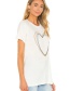 Fashion White Cotton Geometric Print Round Neck Short-sleeved Top