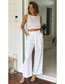Fashion White Cotton Linen Sleeveless Vest And Tie Trousers
