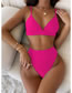Fashion Black Solid Color Polyester High Waist Split Swimsuit