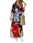 Fashion 5# Polyester Printed Buttoned Slit Dress