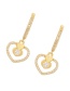 Fashion Golden-3 Copper Inlaid Zirconium Love Ear Ring
