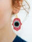 Fashion Red Copper Inlaid Zirconium Palm Eye Stud Earrings