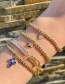 Fashion Blue Copper Inlaid Zirconium Drop Oil Eye Beaded Bracelet