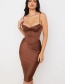 Fashion Brown Tunic Fishbone Sling Dress