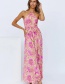 Fashion Pink Printed Halterneck Big Swing Dress