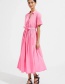 Fashion Pink Lapel Waist Tie Dress