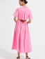Fashion Pink Lapel Waist Tie Dress