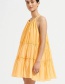 Fashion Yellow Solid Color Pleated Dress