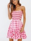 Fashion Pink Plaid Strap Dress