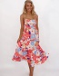 Fashion Color Printed Multi-layer Sling Dress