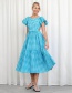 Fashion Blue Checked Waist Dress