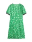 Fashion Green Star Print V-neck Dress