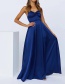 Fashion Blue Satin Back Cross-over Dress