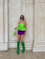 Fashion Green Geometric Lace Hem Top