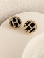 Fashion Black Letter Round Earrings In Copper With Diamonds