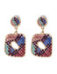 Fashion Dark Color Alloy Diamond Geometric Stud Earrings