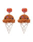 Fashion Brown Alloy Diamond Rice Beads Ice Cream Stud Earrings