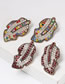 Fashion Color Geometric Diamond Leaf Stud Earrings