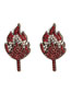 Fashion Red Geometric Diamond Leaf Stud Earrings