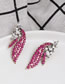Fashion Rose Red Alloy Diamond Wing Stud Earrings