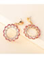 Fashion Pink Alloy Diamond Geometric Ring Stud Earrings