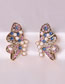 Fashion Green Color Alloy Diamond Pearl Butterfly Stud Earrings