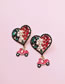 Fashion Dark Color Alloy Diamond Love Heart Dripping Car Stud Earrings