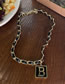 Fashion Silver Color Titanium Steel Letter Brand Leather Rope Chain Braided Necklace