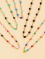 Fashion Color Titanium Steel Drop Oil Color Bead Necklace