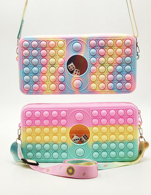 Fashion Small Portable Rainbow + Owl Detachable Bag (including Shoulder Strap) Silicone Color Push Messenger Bag