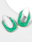 Fashion Green Alloy Drip Oil U-shaped Earrings
