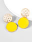 Fashion Yellow Alloy Drip Oil Round Stud Earrings