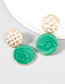 Fashion Green Alloy Drip Oil Round Stud Earrings