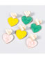 Fashion Pink Alloy Drop Oil Double Layer Love Stud Earrings