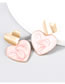 Fashion Pink Alloy Drop Oil Double Layer Love Stud Earrings